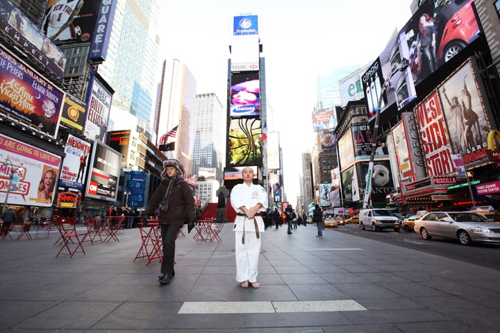 Karate in Times Square, photographed by NY photographer Kyo Morishima.