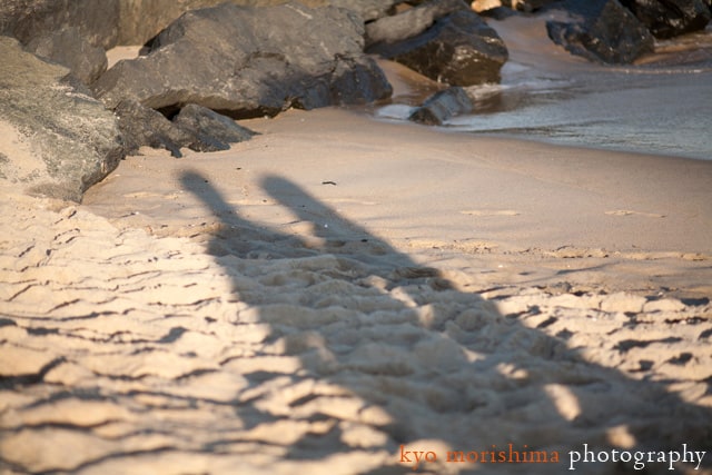 Shadows on the Asbury Park beach by NJ wedding photographer Kyo Morishima