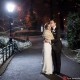 Winter Central Park NYC with snow outdoor portrait elopement Boathouse wedding