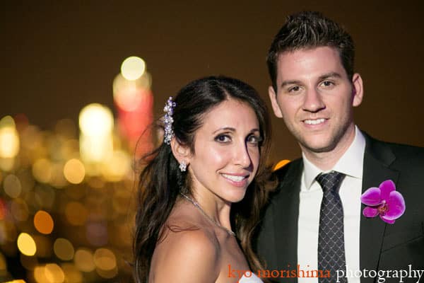 Bride and groom on terrace at The Glasshouses, photographed by NYC wedding photographer Kyo Morishima