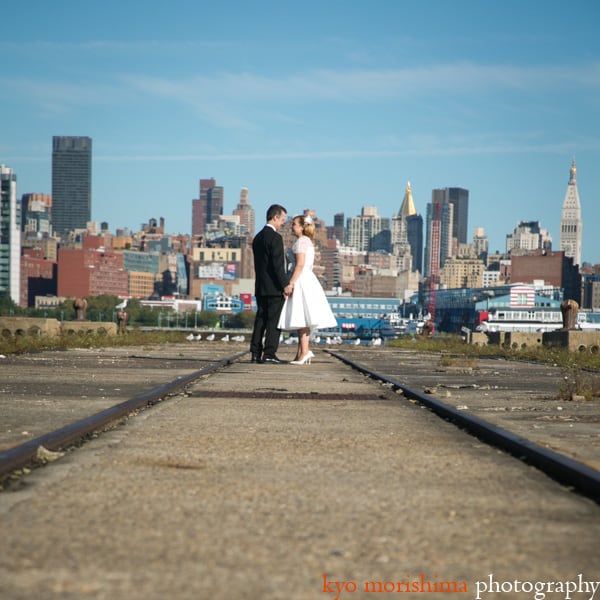 Hoboken harbor wedding portrait, photographed by NJ wedding photographer Kyo Morishima