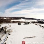 Overhead view of Whistling Wolf Farm in wintertime Hunterdon County, photographed by NJ photographer Kyo Morishima
