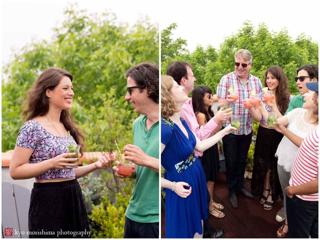 Guests enjoy a rooftop summer outdoor party in Brooklyn, photographed by Kyo Morishima for thekitchn.com