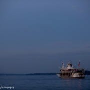 Lady of the Lake steamboat on Lake Geneva at twilight, photographed by Lake Geneva wedding photographer Kyo Morishima.