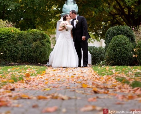 Palmer Square Wedding Picture with fall leaves