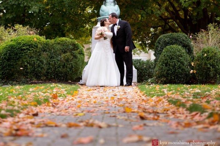 Palmer Square Wedding Picture with fall leaves