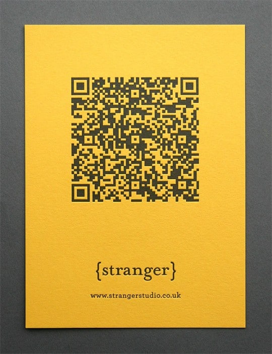 Stranger letterpress with QR code from UK letterpress printer Blush Publishing