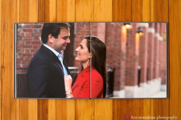 Full bleed image on interior spread of wedding guest book, produced by Kyo Morishima Photography