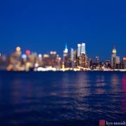 A tilt-shift evening view of NYC from New Jersey, photographed by Kyo Morishima