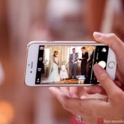 IPhone photo of bride and groom getting married, photographed by Kyo Morishima