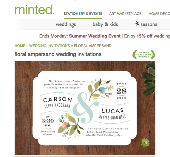 Minted.com wedding invitation design