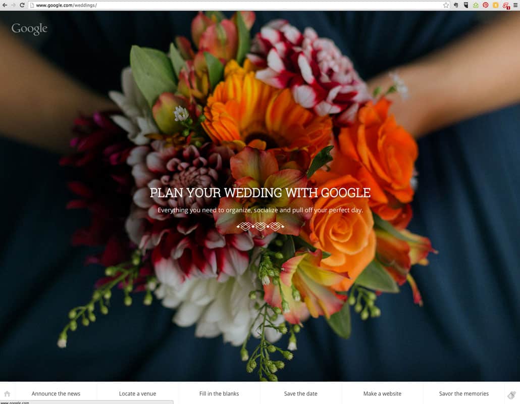 Google Weddings page