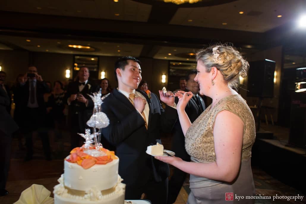 Cake cutting at Westin Princeton wedding, photographed by Kyo Morishima