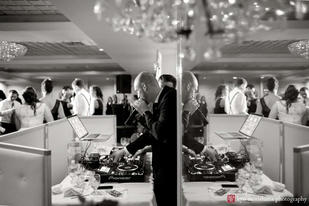 Elegant Ensembles DJ and reflection at Olde Mill Inn wedding, photographed by Kyo Morishima