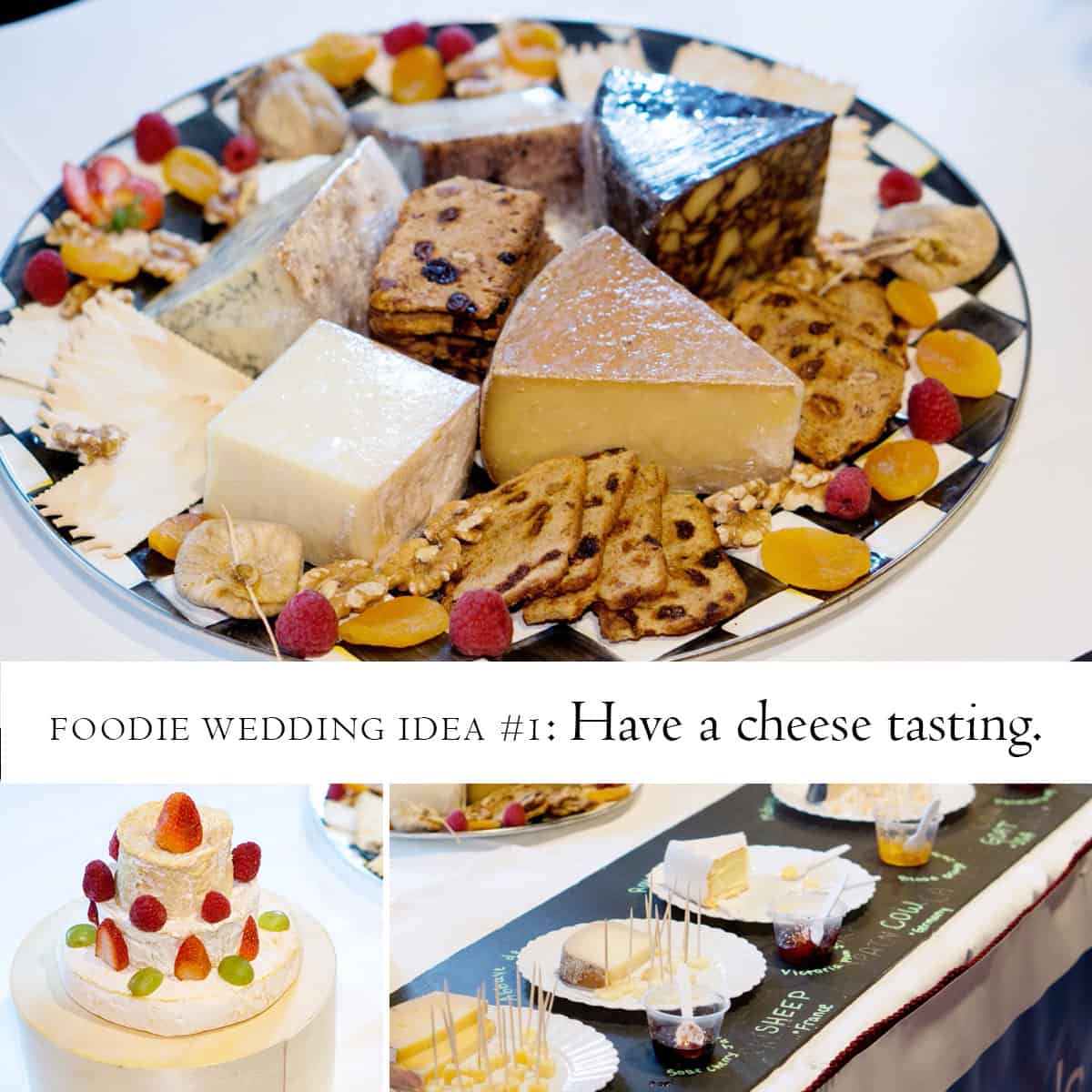 Foodie wedding idea: have a cheese tasting. Cheese plates from Olsson's Fine Foods in Princeton, photographed by Kyo Morishima