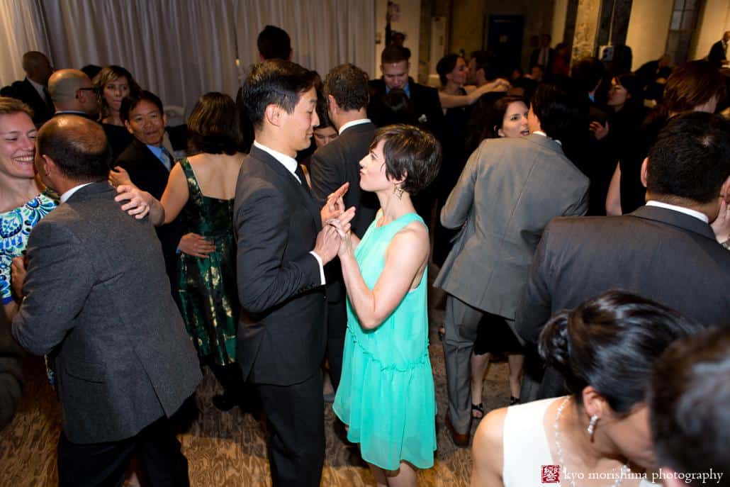 Wedding guests dance during Invisible Dog Art Center wedding photographed by Kyo Morishima