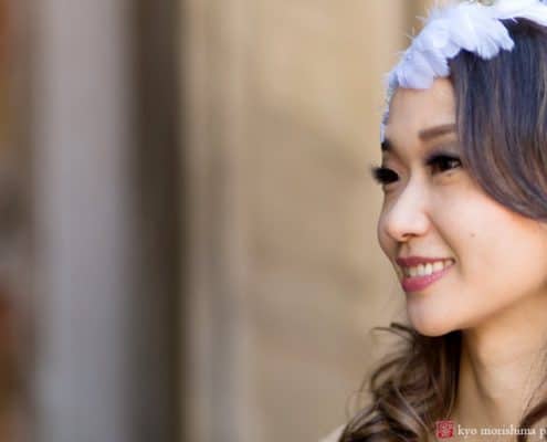 Japanese bride in Central Park at Bethesda Terrace photographed by NYC wedding photographer Kyo Morishima