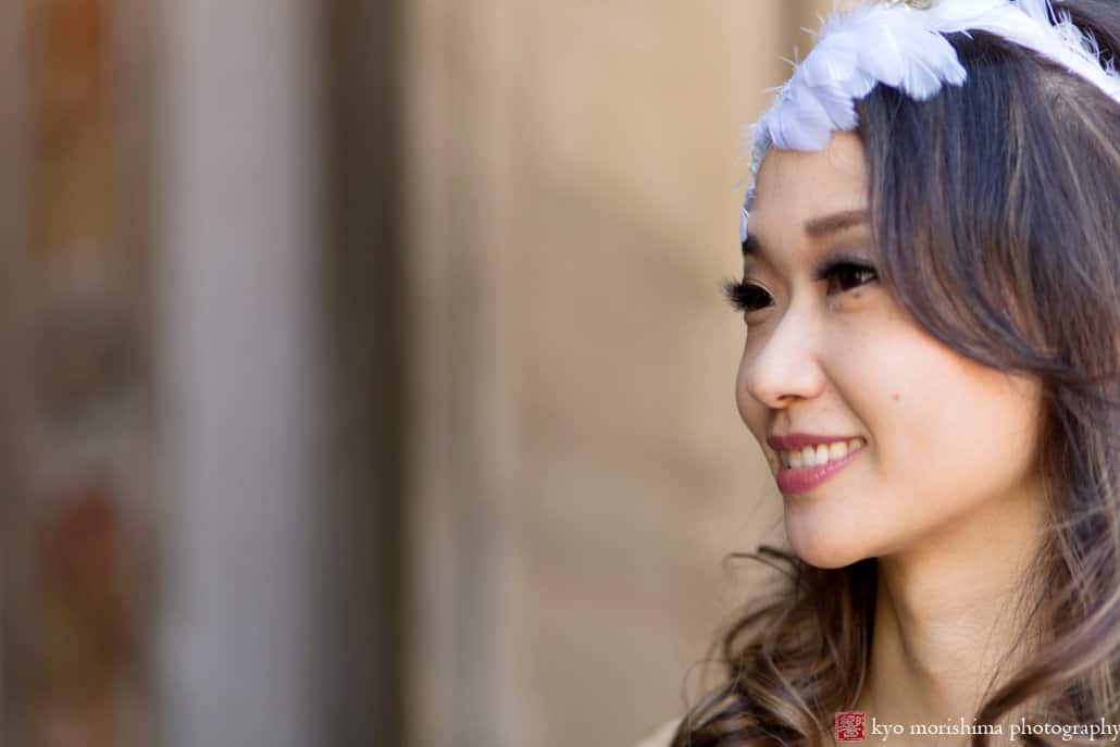Japanese bride in Central Park at Bethesda Terrace photographed by NYC wedding photographer Kyo Morishima