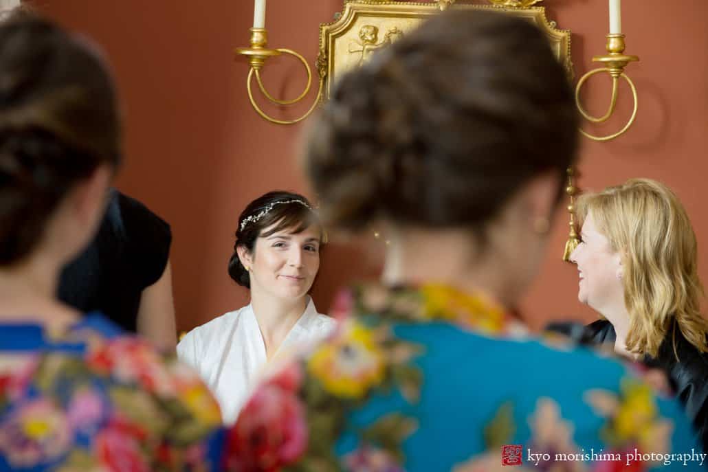 A glimpse of the bride in the bridal suite at Jasna Polana, photographed by Princeton wedding photographer Kyo Morishima