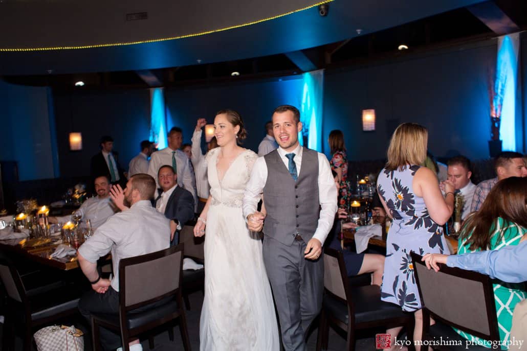 Bride and groom join wedding reception at Tim McLoone's Supper Club, photographed by Asbury Park wedding photographer Kyo Morishima