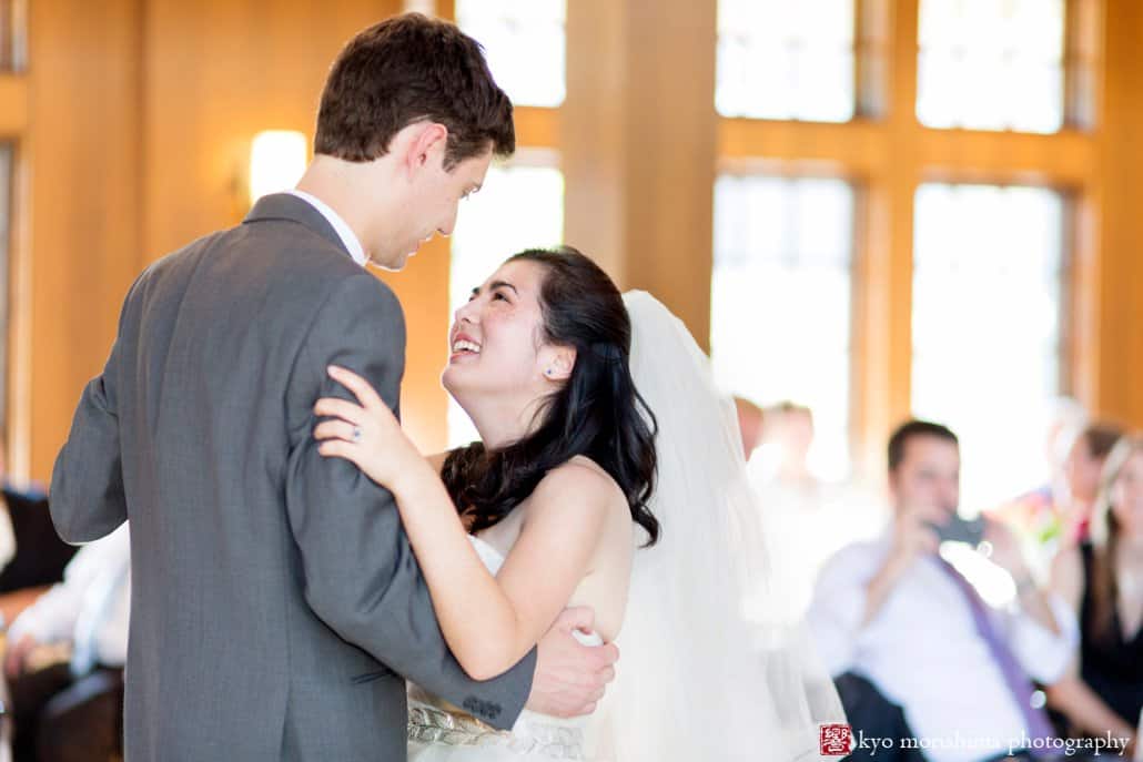 Bride and groom first dance during Princeton Cap and Gown Club wedding reception photographed by Kyo Morishima