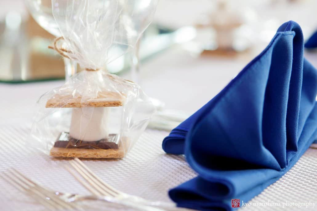 S'more wrapped in cellophane on the table at Perona Farms wedding photographed by Kyo Morishima