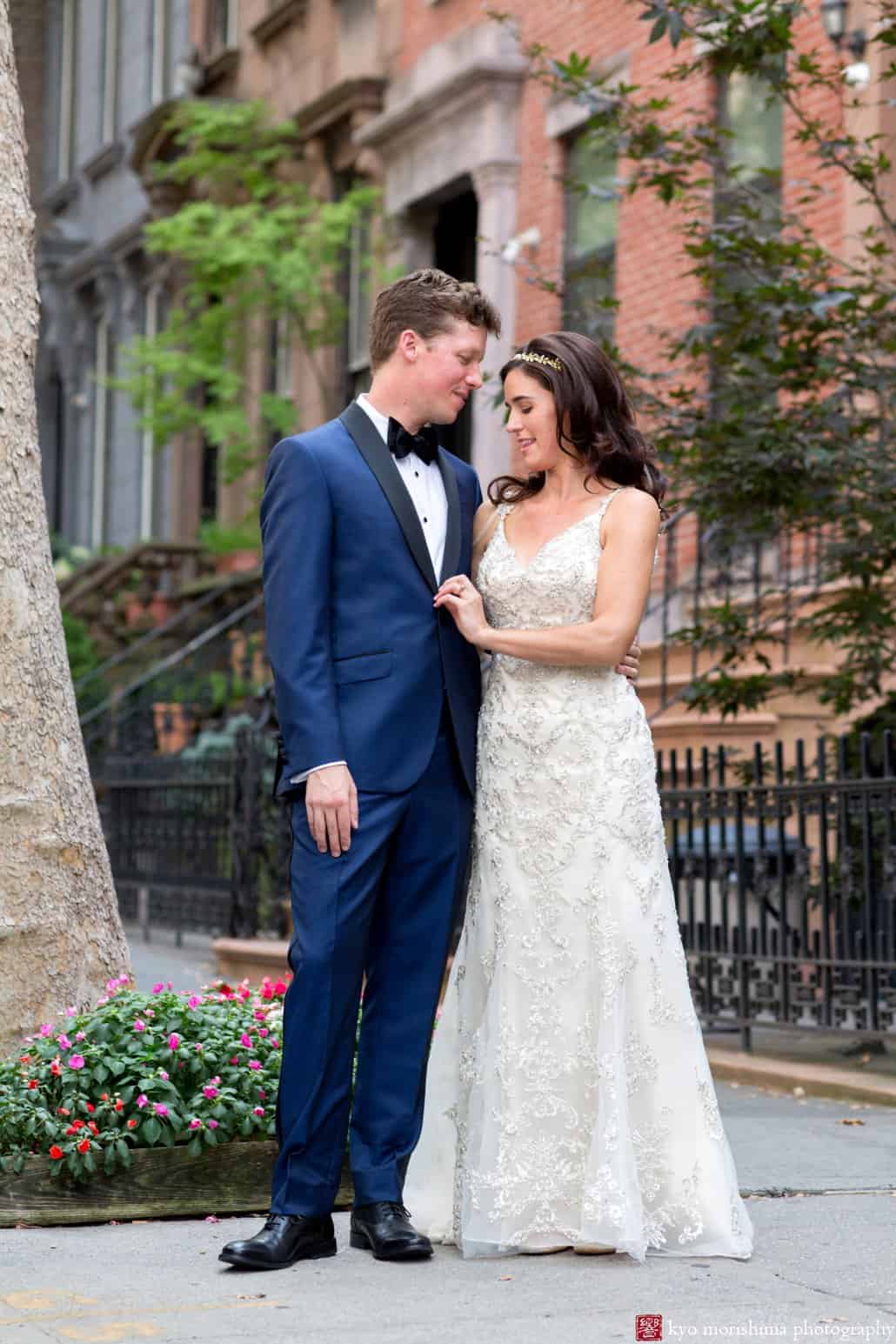Cobble Hill wedding photo; bride wears Maggie Sottero and groom wears Ted Baker; photographed by Brooklyn wedding photographer Kyo Morishima