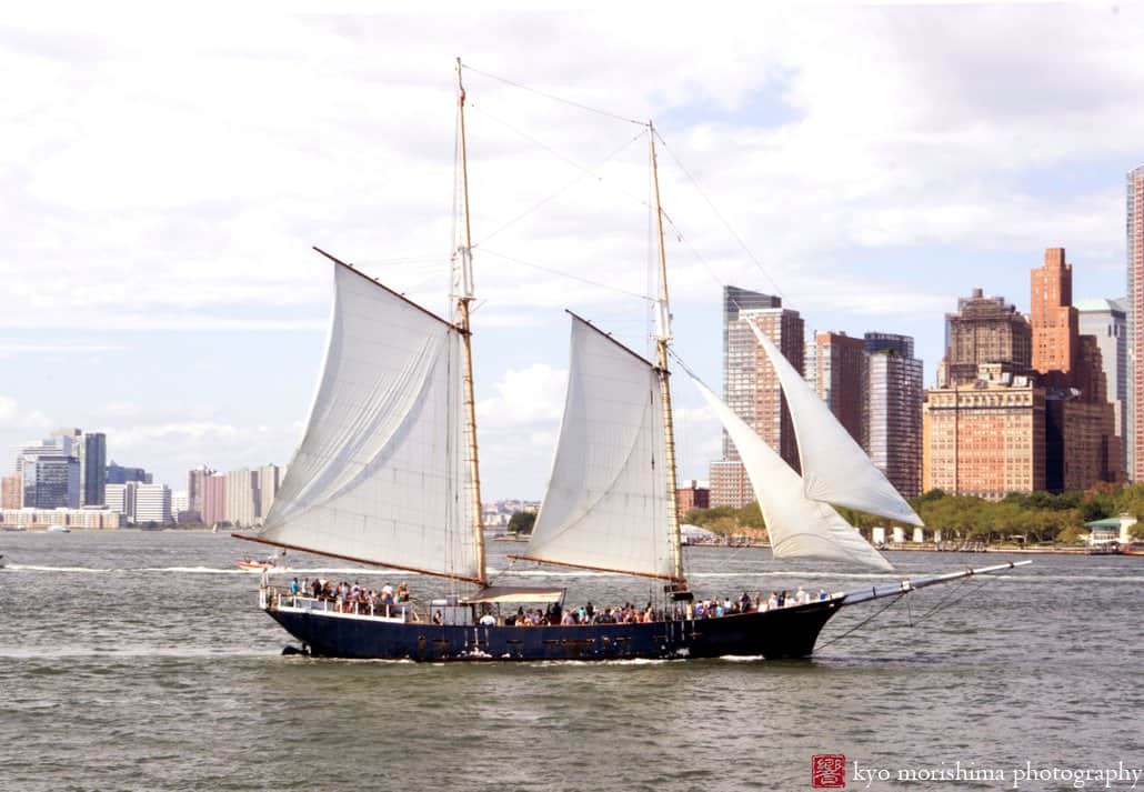 A 3-masted schooner on the East River, photographed by Kyo Morishima