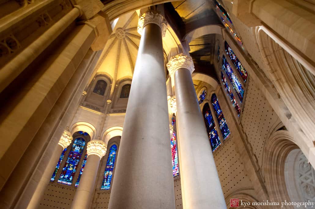A view of the columns and ceiling inside St. John the Divine chapel on the Upper West Side, photographed by Kyo Morishima