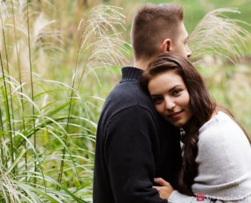 Soft overcast light on a grey and rainy day at Jasna Polana; Princeton engagement picture photographed by Kyo Morishima