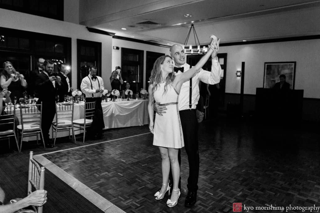 Bride and groom tango first dance at Cherry Valley Country Club in Princeton