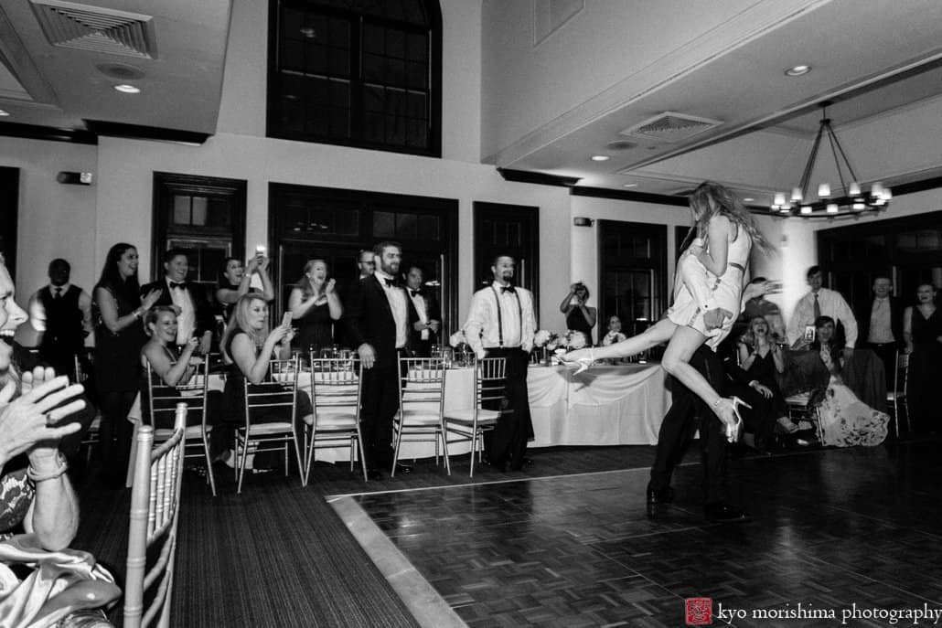 Dramatic moment during first dance tango at Cherry Valley Country Club wedding