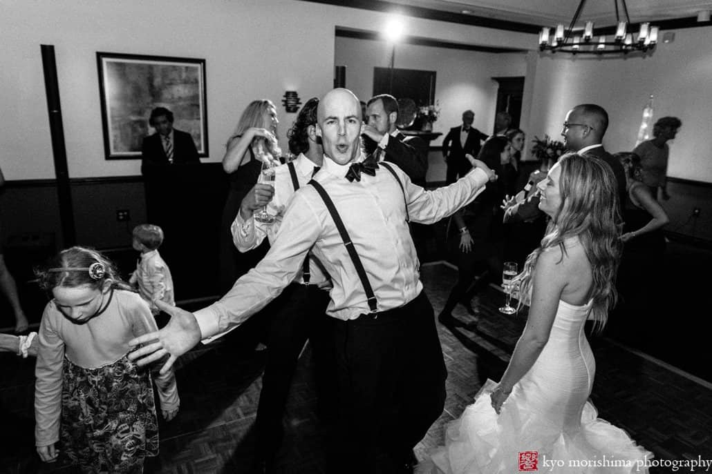 Bride and groom have a blast dancing together during Cherry Valley Country Club wedding in Princeton