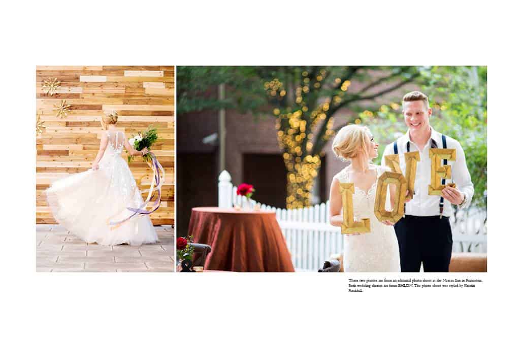 Bride wearing BHLDN wedding gown smiles and twirls during wedding photo shoot at the Nassau Inn styled by Kristin Rockhill