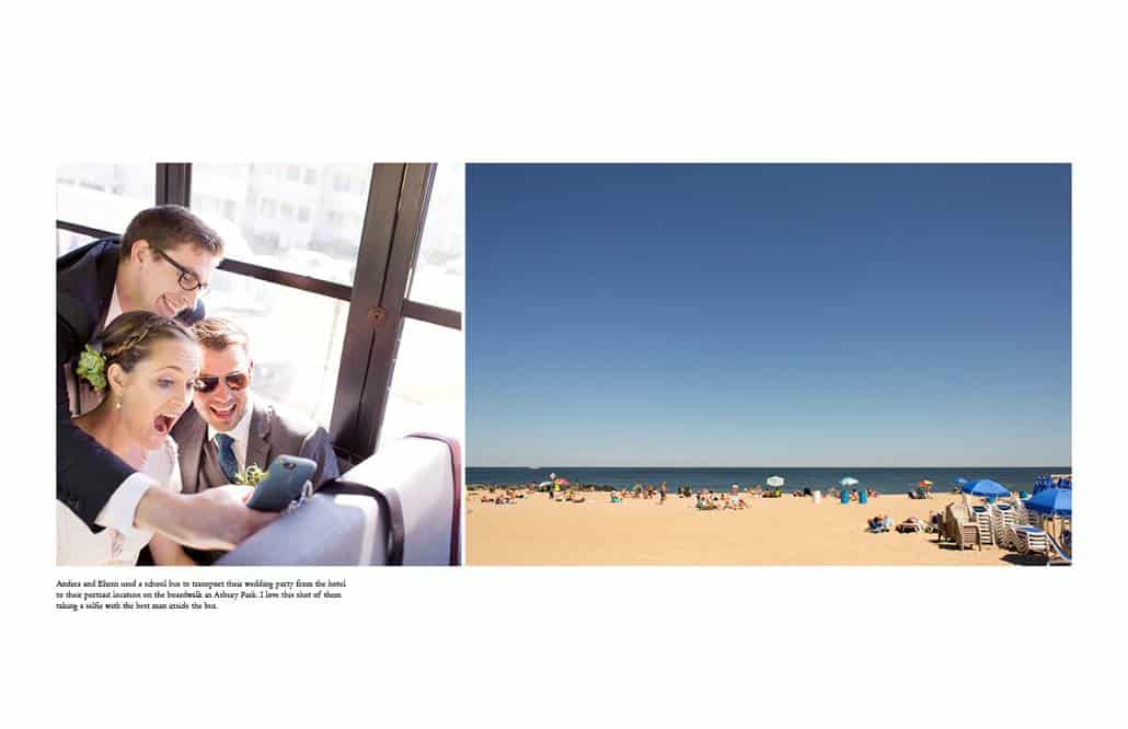 Bride and groom ride a school bus to their wedding in Asbury Park