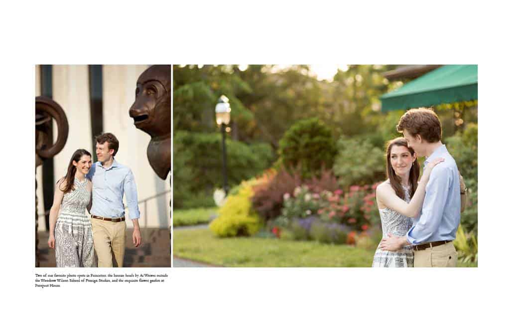 Engagement pictures on Princeton University campus at the Woodrow Wilson School and Prospect Gardens