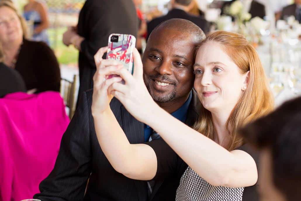 taking selfie during wedding reception at Chauncey Hotel & Conference Center, Princeton, NJ