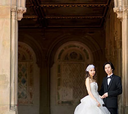 Destination wedding portrait at Bethesda Fountain, Central Park, NYC ニューヨーク 結婚式 ウェディング