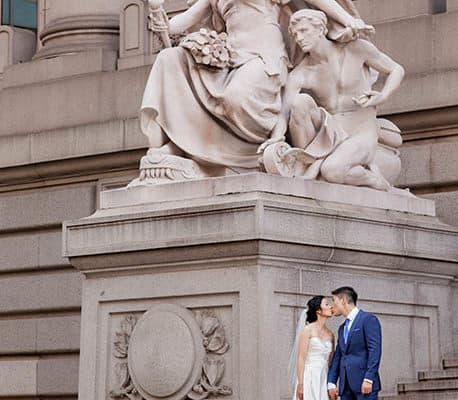 Wedding portrait at National Museum of the American Indian, NYC