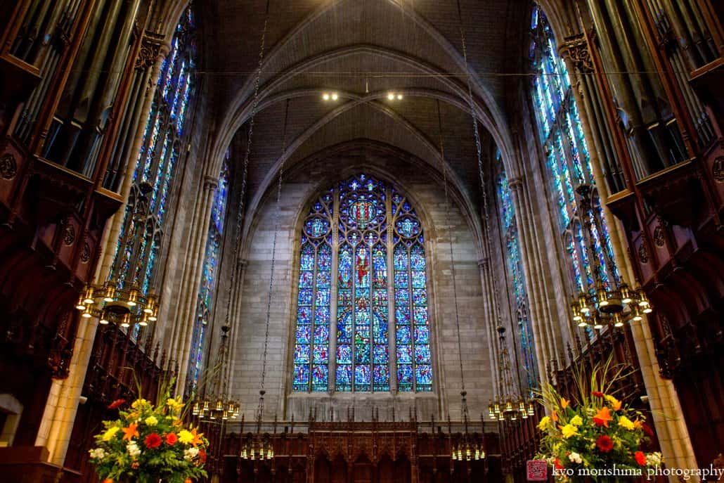 Princeton University Chapel wedding interior with fall flowers by Monday Morning Flowers