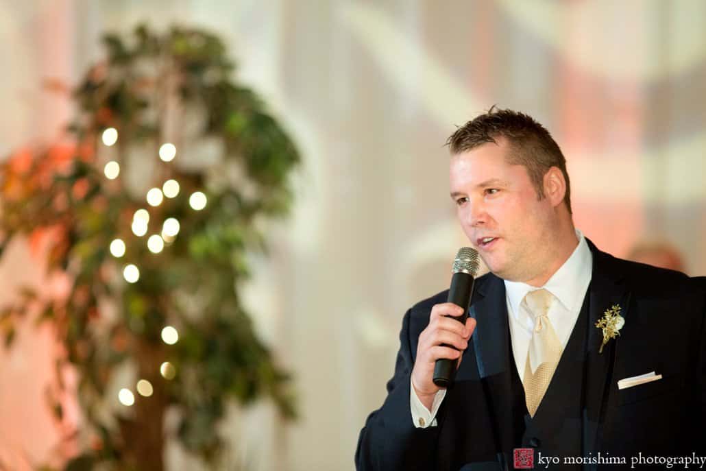Brother of groom offers heartfelt toast at Hyatt Regency Princeton wedding reception