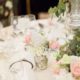 pink and white rose with eucalyptus wedding table floral arrangements, Fleur du Mois florist, silver rimmed bread plates, white table linens, Lotos Club NYC wedding photographer.