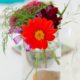 vivid wildflowers in mason jar wedding centerpieces. Jenn Florin florist. Brooklyn Grange, Brooklyn Navy Yard wedding photographer.