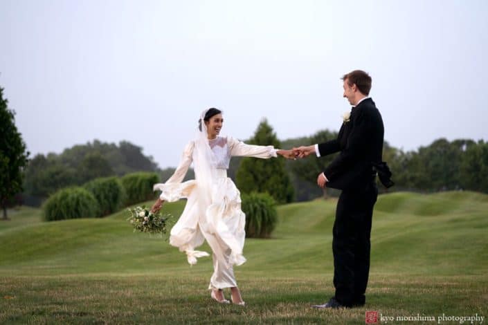 Dancing golf course wedding portrait at Mercer Oaks Country Club in West Windsor, NJ