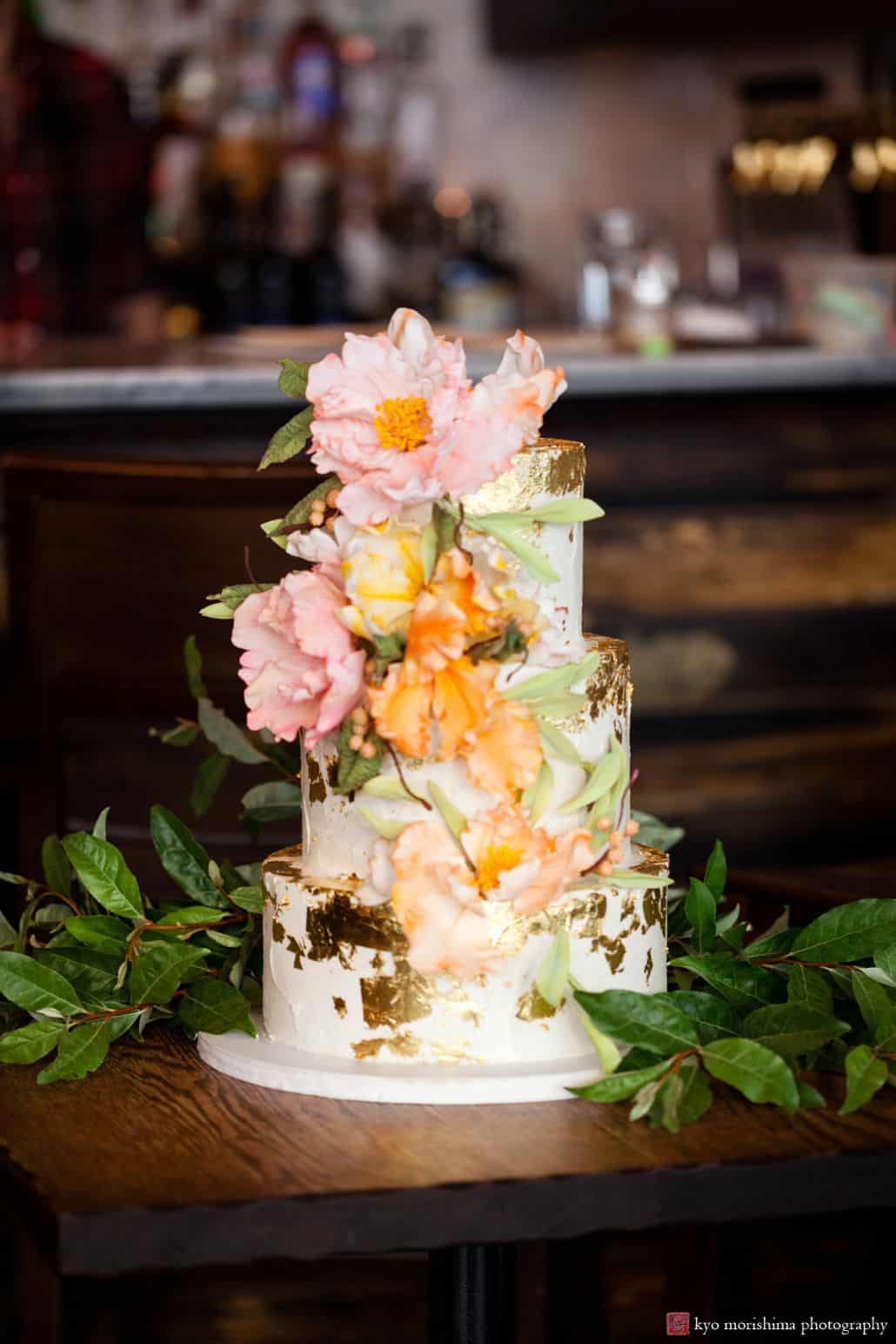 Vegan and gluten-free wedding cake by Lael Cakes in Brooklyn, NYC, photographed at Aita Trattoria
