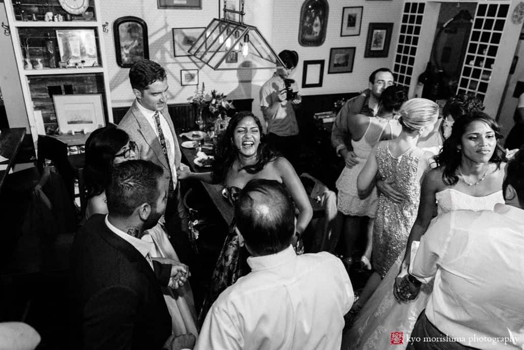 Guests partying at small wedding venue in Brooklyn, Aita Trattoria on Franklin Street