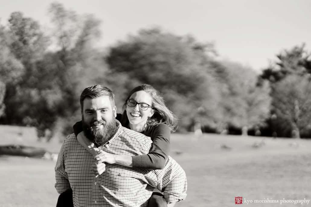 Prospect Park engagement pictures in black and white