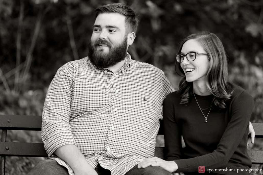 Prospect Park engagement pictures in black and white