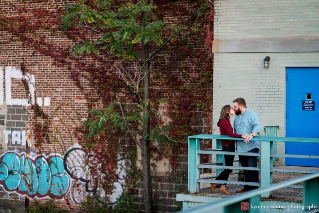 Brooklyn graffiti engagement picture by Gowanus Canal