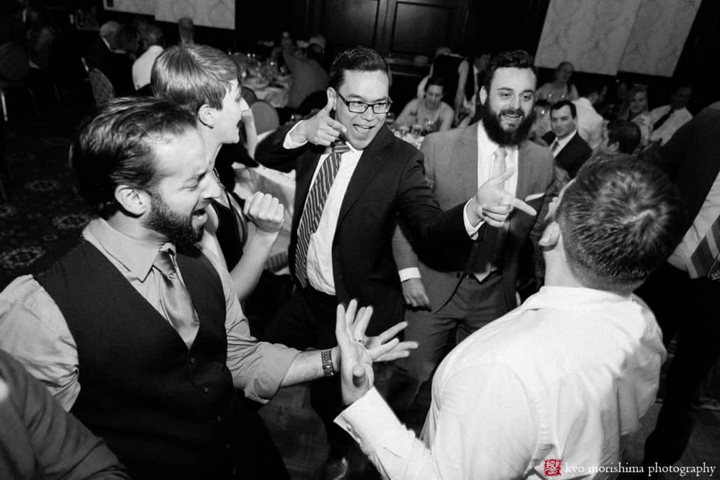 Partying at a Nassau Inn wedding in the ballroom; music by Silversound DJ